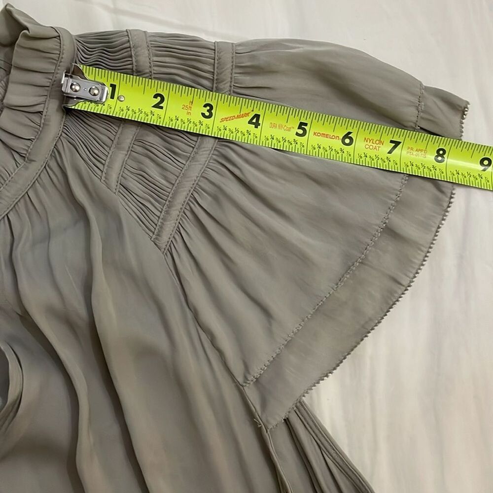 Current Air Gray Split Neck Flutter Sleeve Smocke… - image 7